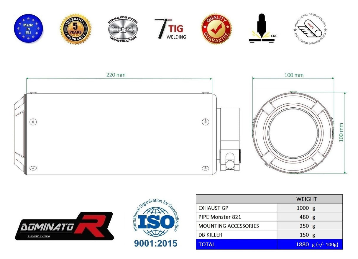 Dominator Exhaust Silencer MONSTER 821 2018-2021
