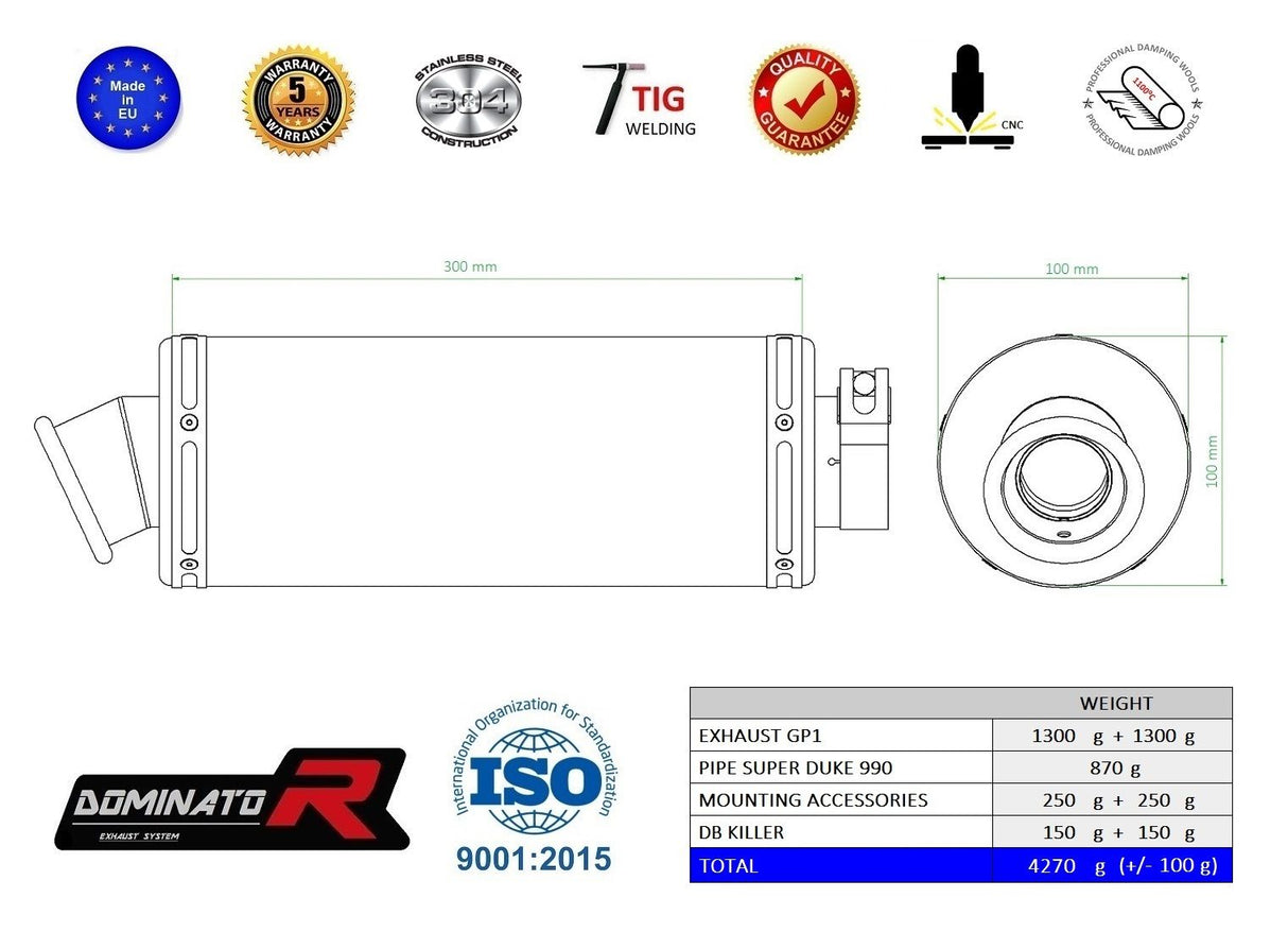 Dominator Exhaust Silencer KTM 990 SUPER DUKE/ R 2005 - 2013