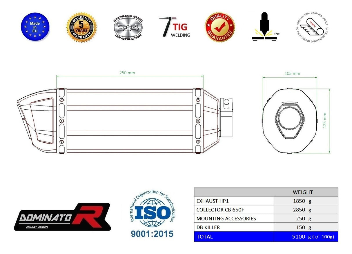 Dominator FULL Exhaust System Honda CB 650 F 2014 - 2018