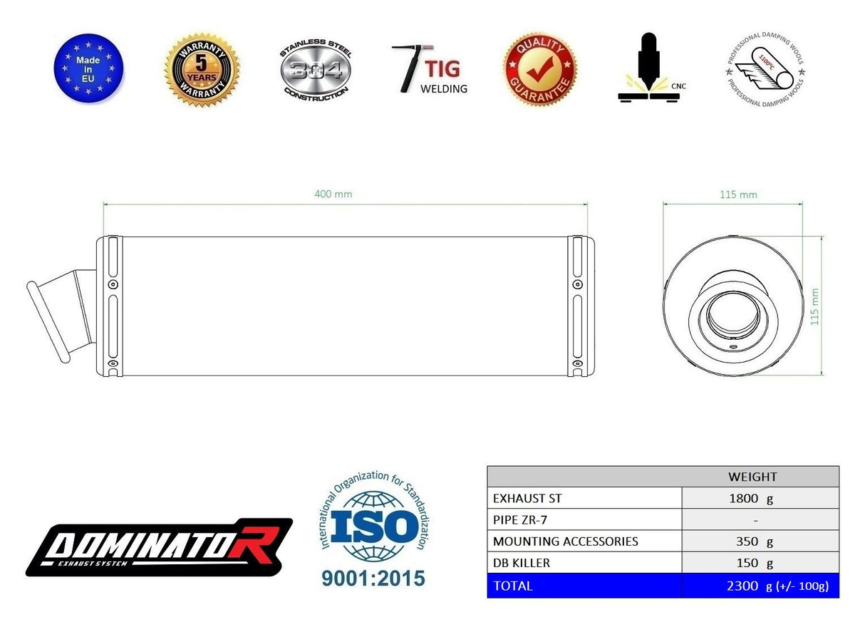 Dominator EU Homologated Exhaust Silencer Kawasaki ZR7 S 1999 - 2004