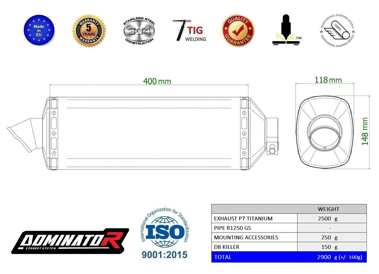 Dominator Exhaust Silencer R1200GS / Adventure 2013 - 2018