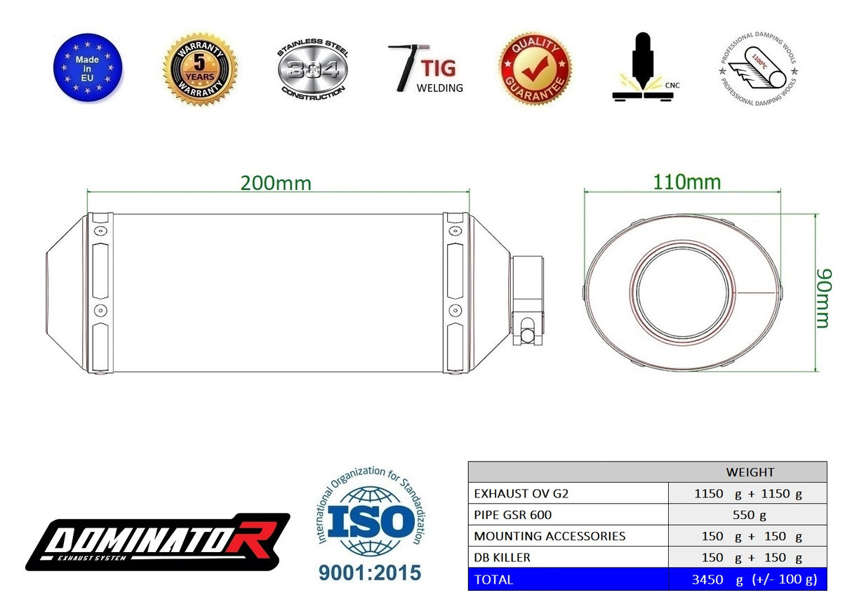 Dominator Exhaust Silencer GSR600 2006-2011