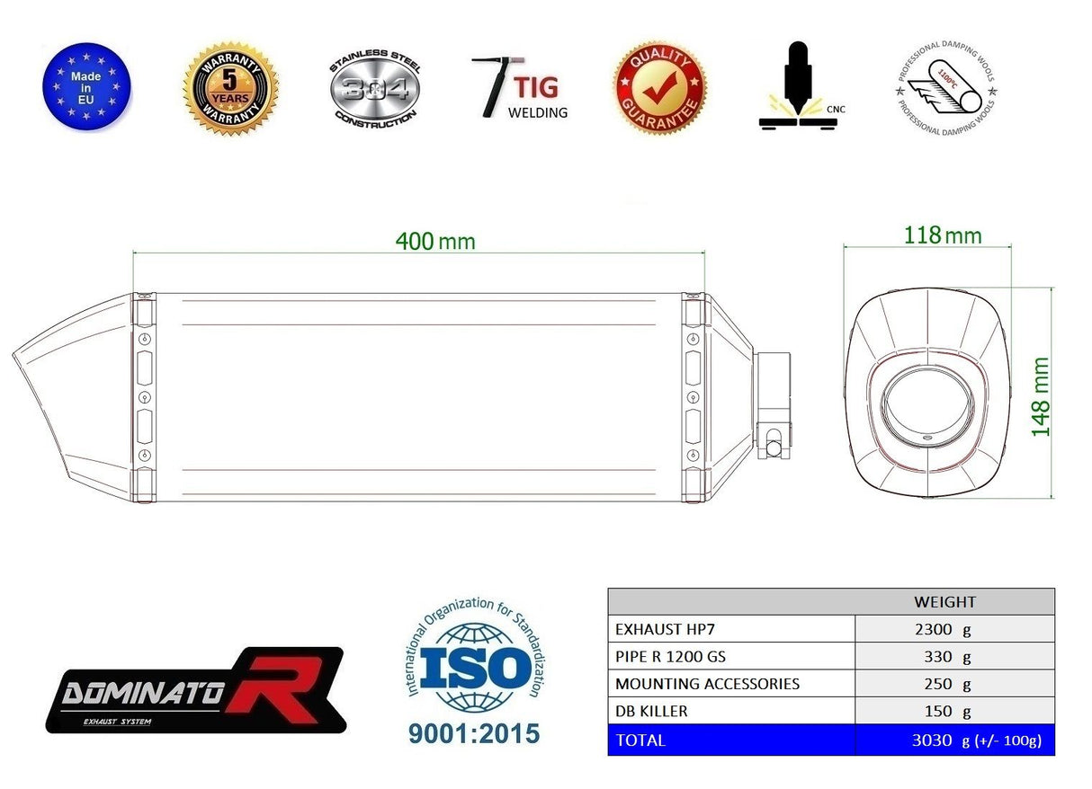 Dominator Exhaust Silencer R1200GS / Adventure 2004 - 2009