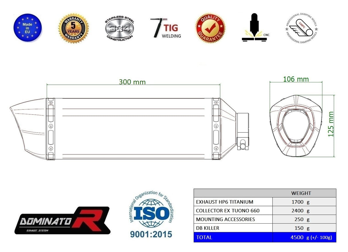 Dominator FULL Exhaust System TUONO 660 2021-2025