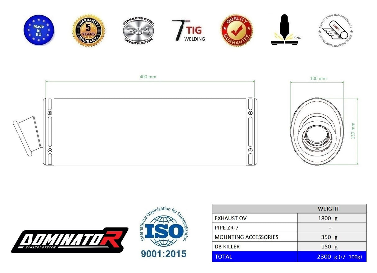 Dominator Exhaust Silencer Kawasaki ZR7 S 1999 - 2004