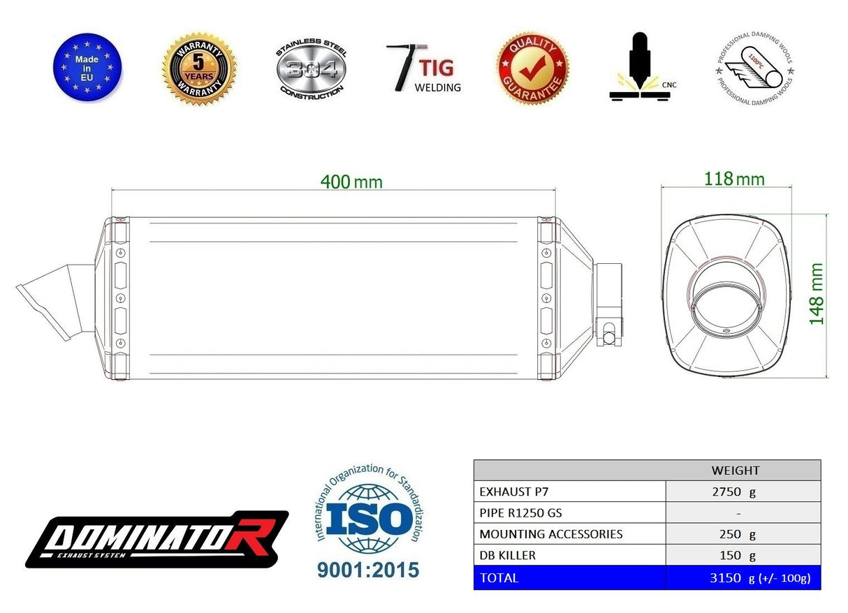 Dominator Exhaust Silencer R1200GS / Adventure 2013 - 2018