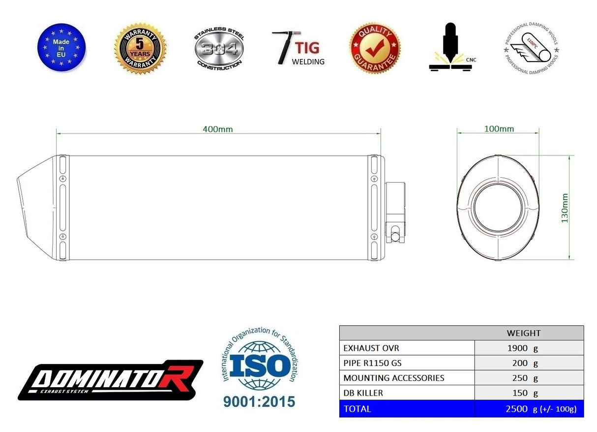 Dominator Exhaust Silencer R1150R 2001-2006