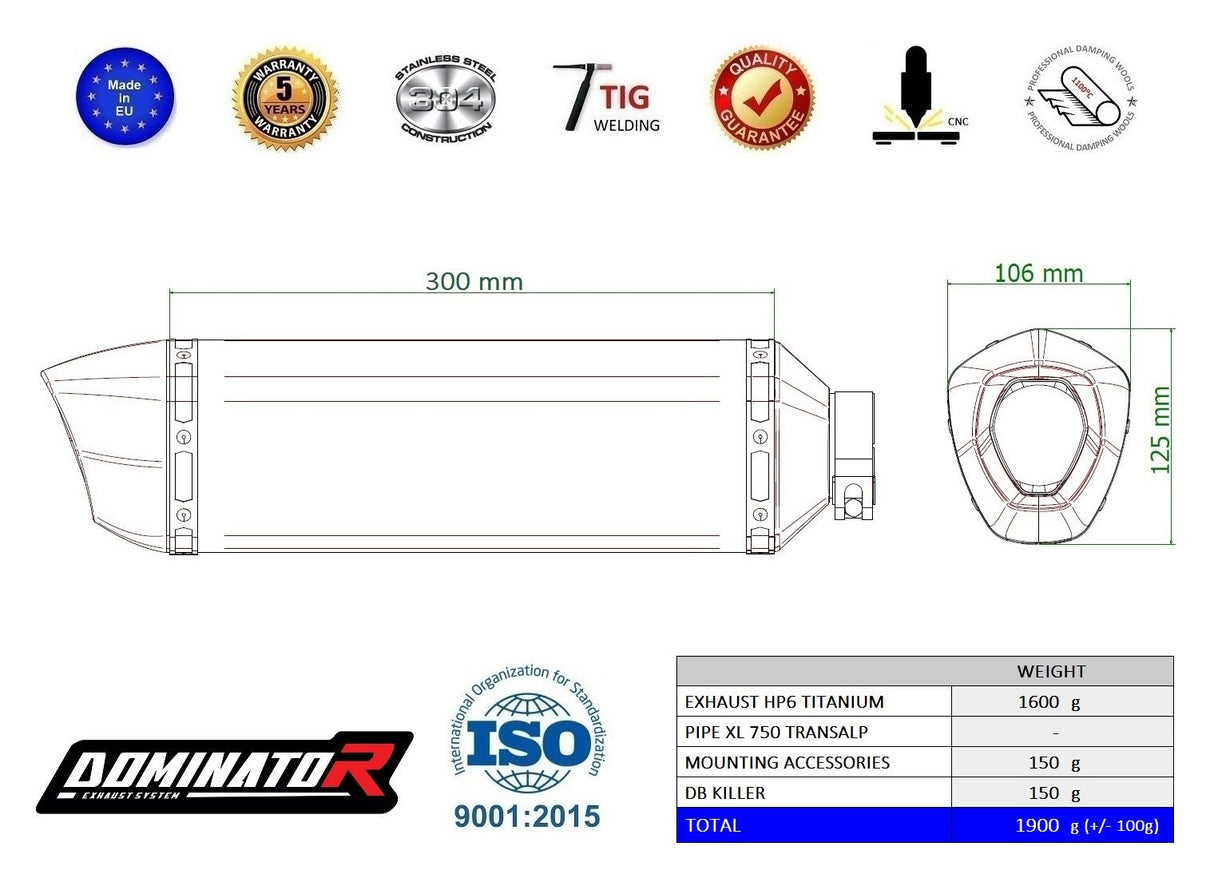 Dominator Exhaust Silencer Honda Transalp XL 750 2023 - 2024