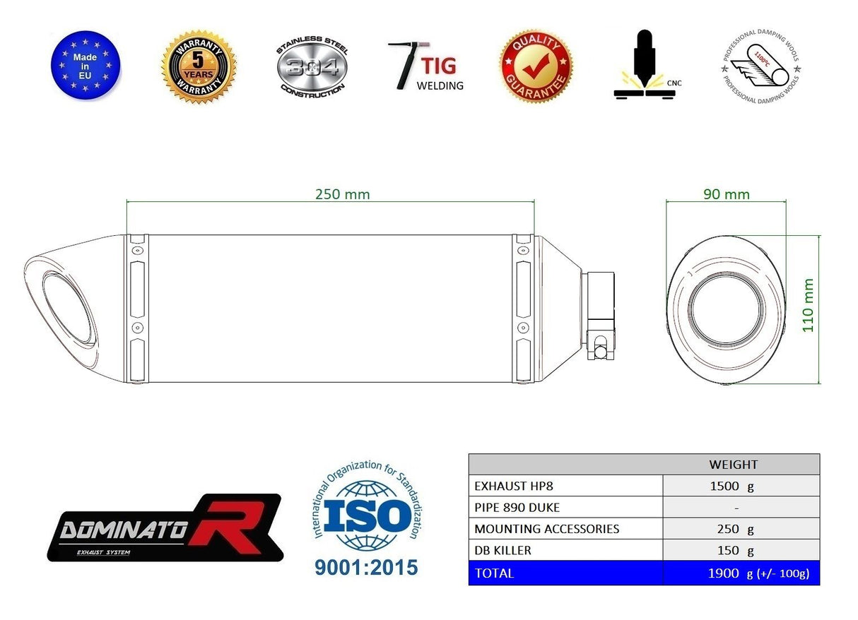 Dominator Exhaust Silencer KTM 890 DUKE 2020 - 2023