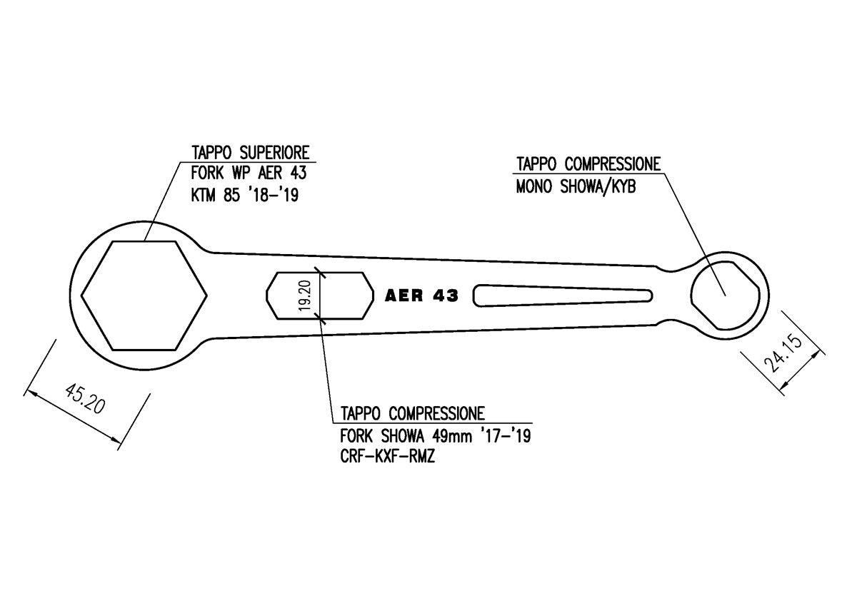 Multifunction wrench WP43 AER - Showa49 - KYB Shock - Lainer Suspension