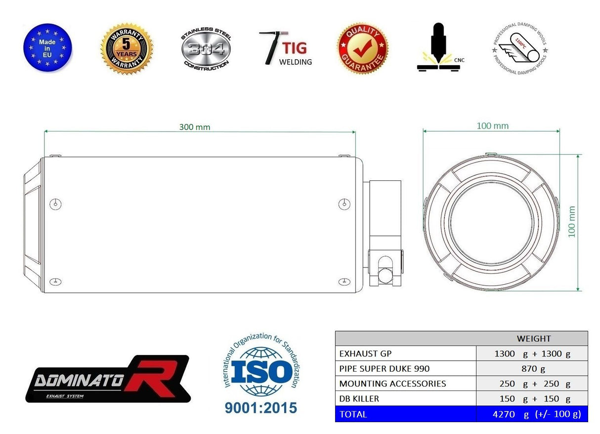 Dominator Exhaust Silencer KTM 990 SUPER DUKE/ R 2005 - 2013
