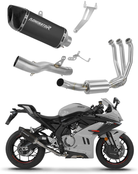 CF MOTO 675 SR-R 2024 - 2026 Full Exhaust System Collector Silencer HP6 BLACK + dB killer