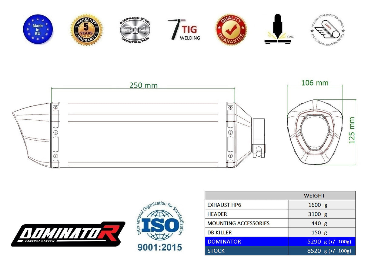 Dominator full exhaust system HP6 for CF MOTO 675 SR-R 2024-2026 (race use)