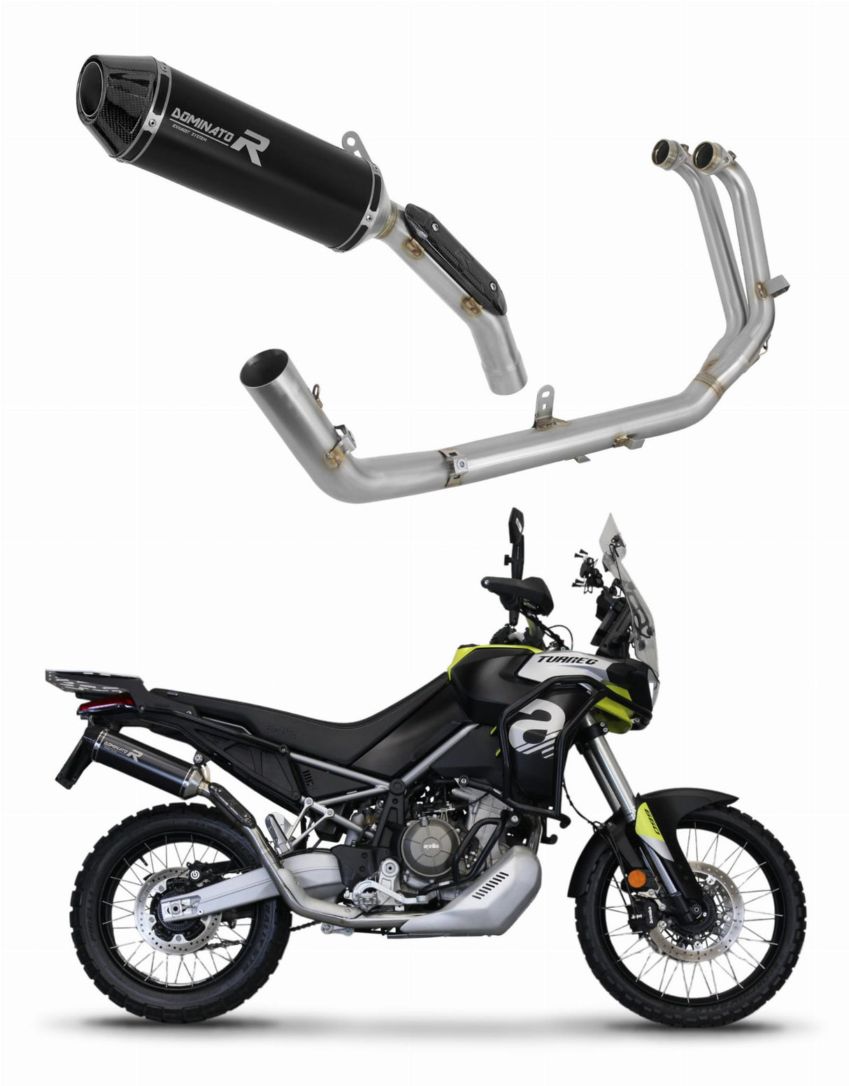 Aprilia Tuareg 660 2021 - 2023 Full Exhaust System Collector Silencer HP3 BLACK + dB killer medium 20 m.