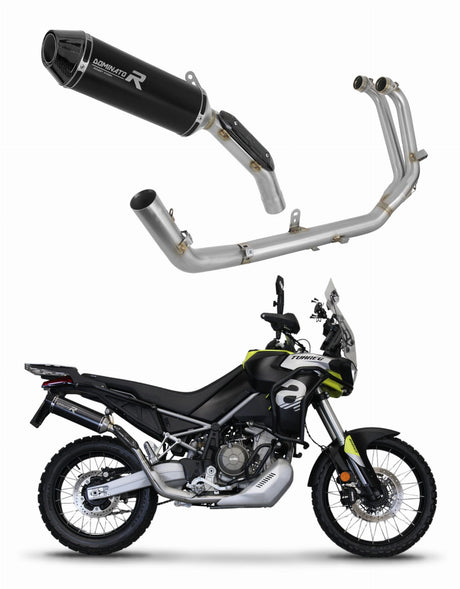 Aprilia Tuareg 660 2021 - 2023 Full Exhaust System Collector Silencer HP3 BLACK + dB killer medium 20 m.