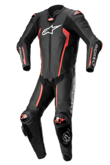 Missile V2 1-Piece Leather Suit - Black Red Fluo