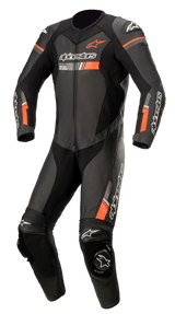 GP Force Chaser Leather 1-Piece Suit - Black Red Fluo