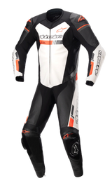 GP Force Chaser Leather 1-Piece Suit - Black White Red Fluo