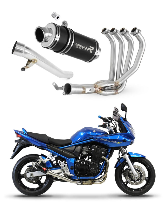 Suzuki GSF 650 BANDIT N / S 2005 - 2006 Full Exhaust System Collector Silencer GP1 BLACK + dB killer medium 20 m.