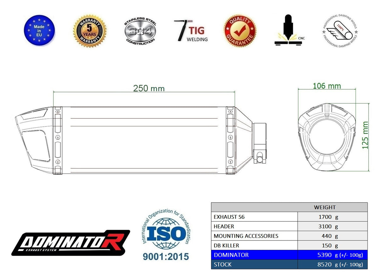 Dominator full exhaust system for CF MOTO 675 SR-R 2024-2026 (race use)
