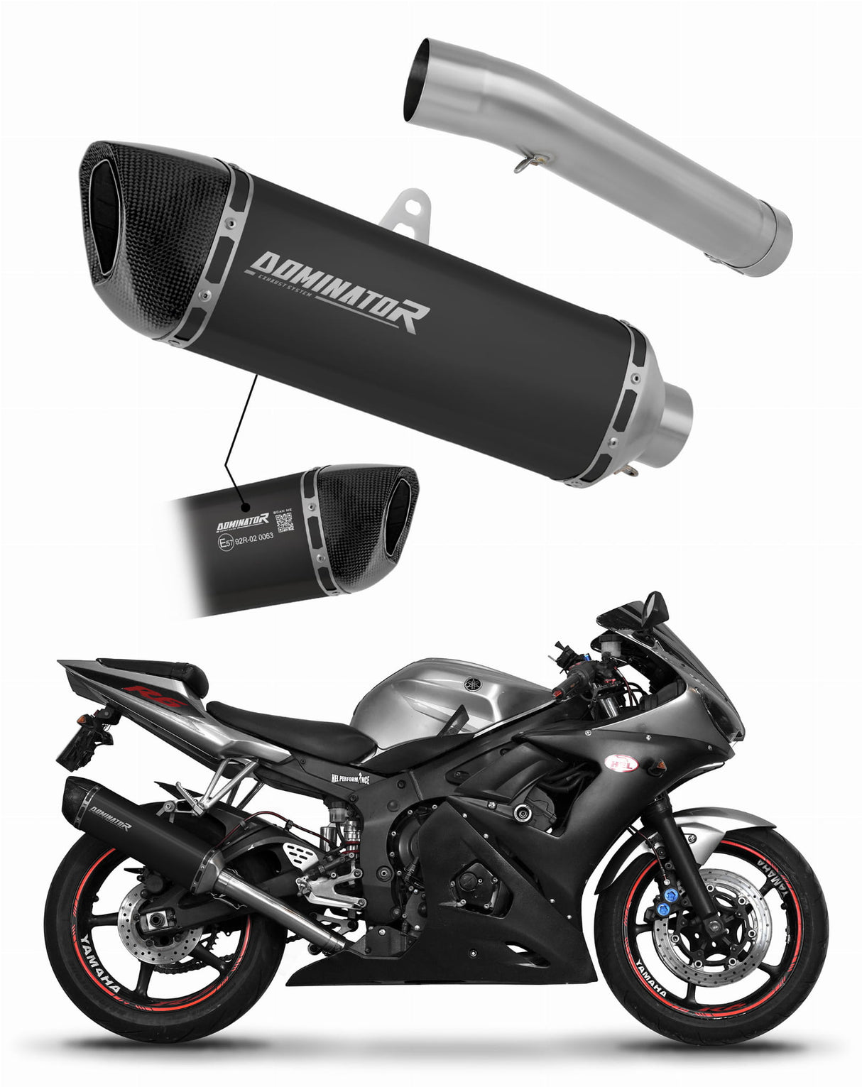 Yamaha YZF R6 2003 - 2005 EU Approved Exhaust Silencer Muffler HP6 BLACK + dB killer 20 m.