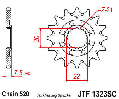Front sprocket JT JTF1323,13SC