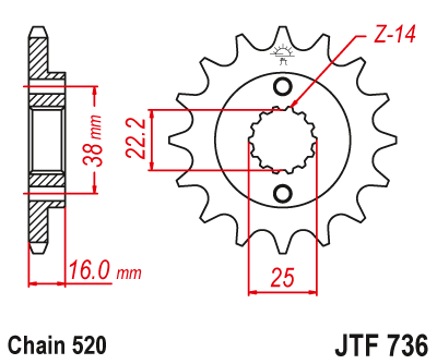 Front sprocket JT JTF736,15