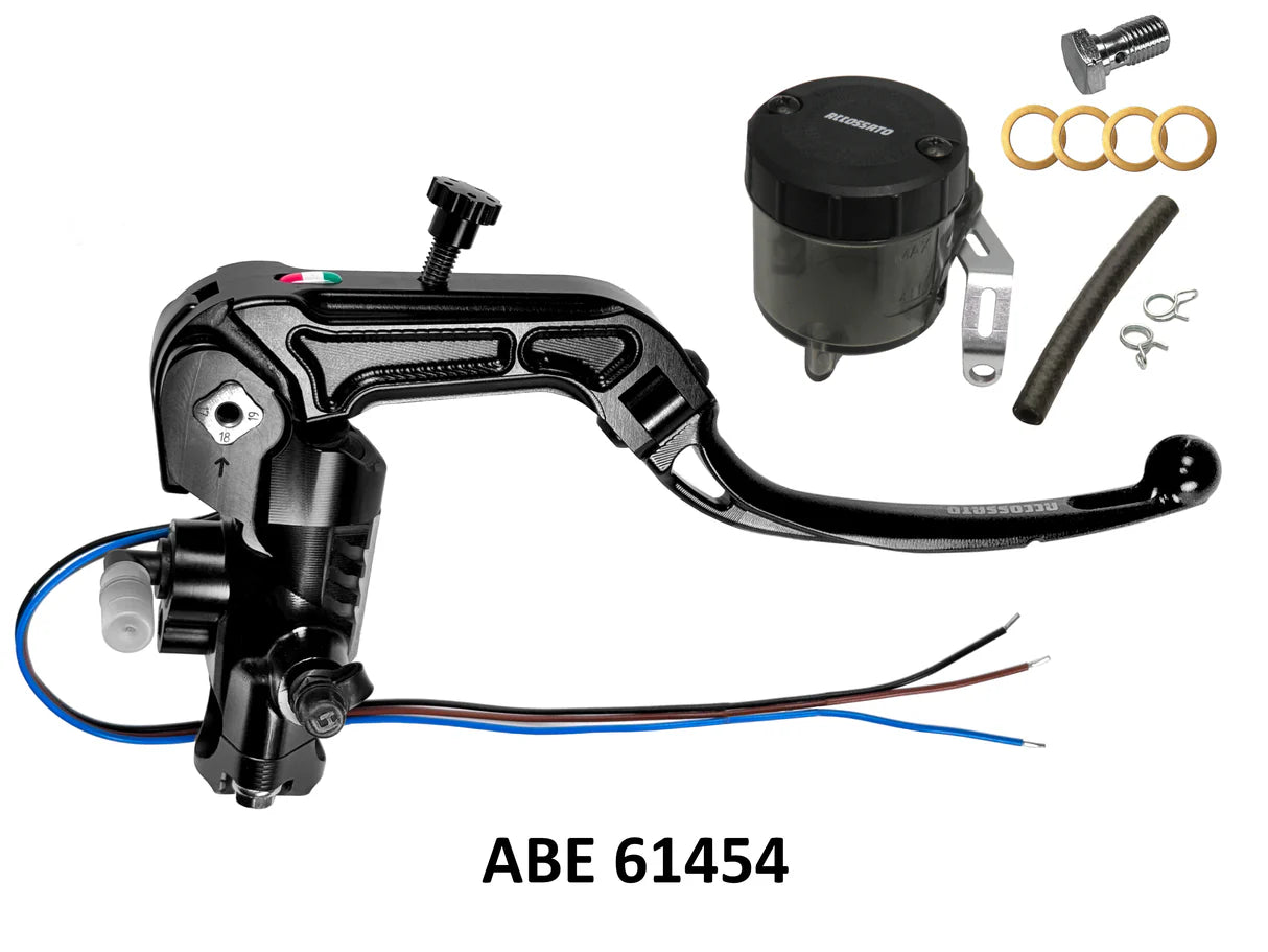 PRS 19x17-18-19 ABE 61454-Homologated Radial Brake Master Cylinder with Folding Lever and Oil Reservoir Kit Included.