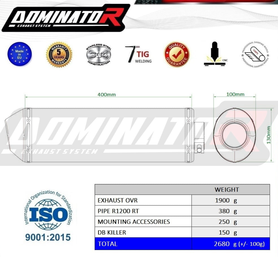 Dominator Exhaust Silencer R1200RT 2004-2009