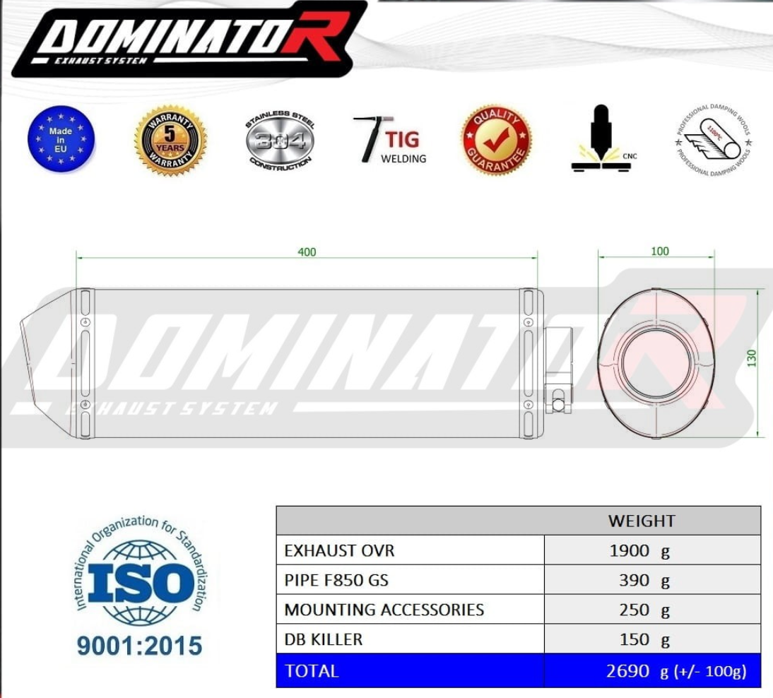 Dominator EU Homologated Exhaust Silencer F750GS 2018 - 2020