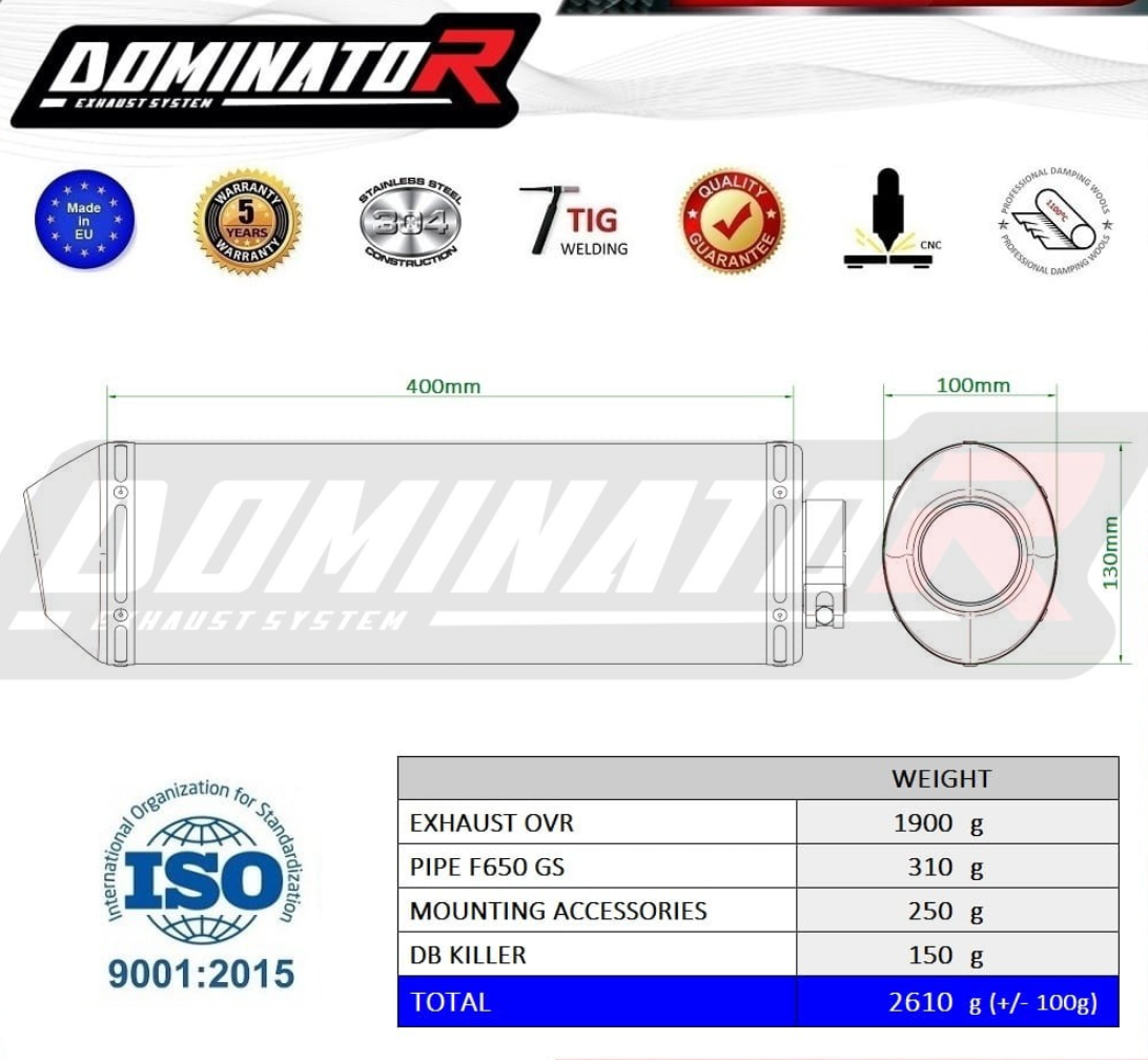 Dominator EU Homologated Exhaust Silencer F650GS 2008 - 2012