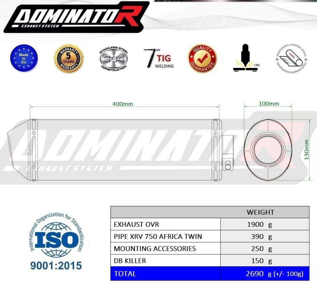 Dominator Exhaust Silencer Honda XRV 750 AFRICATWIN 1990 - 1992