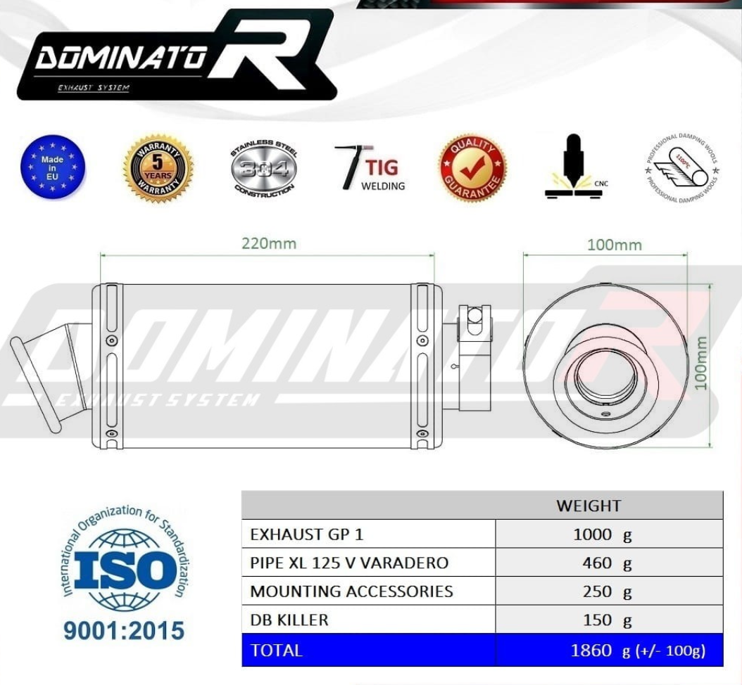 Dominator Exhaust Silencer Honda XL 125 V Varadero 2001 - 2006