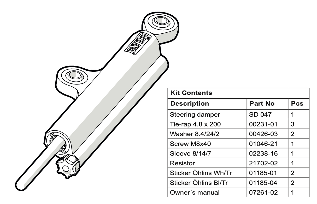 Ohlins Steering Damper SD 047 Yamaha YZF-R1 2015+ / MT-10