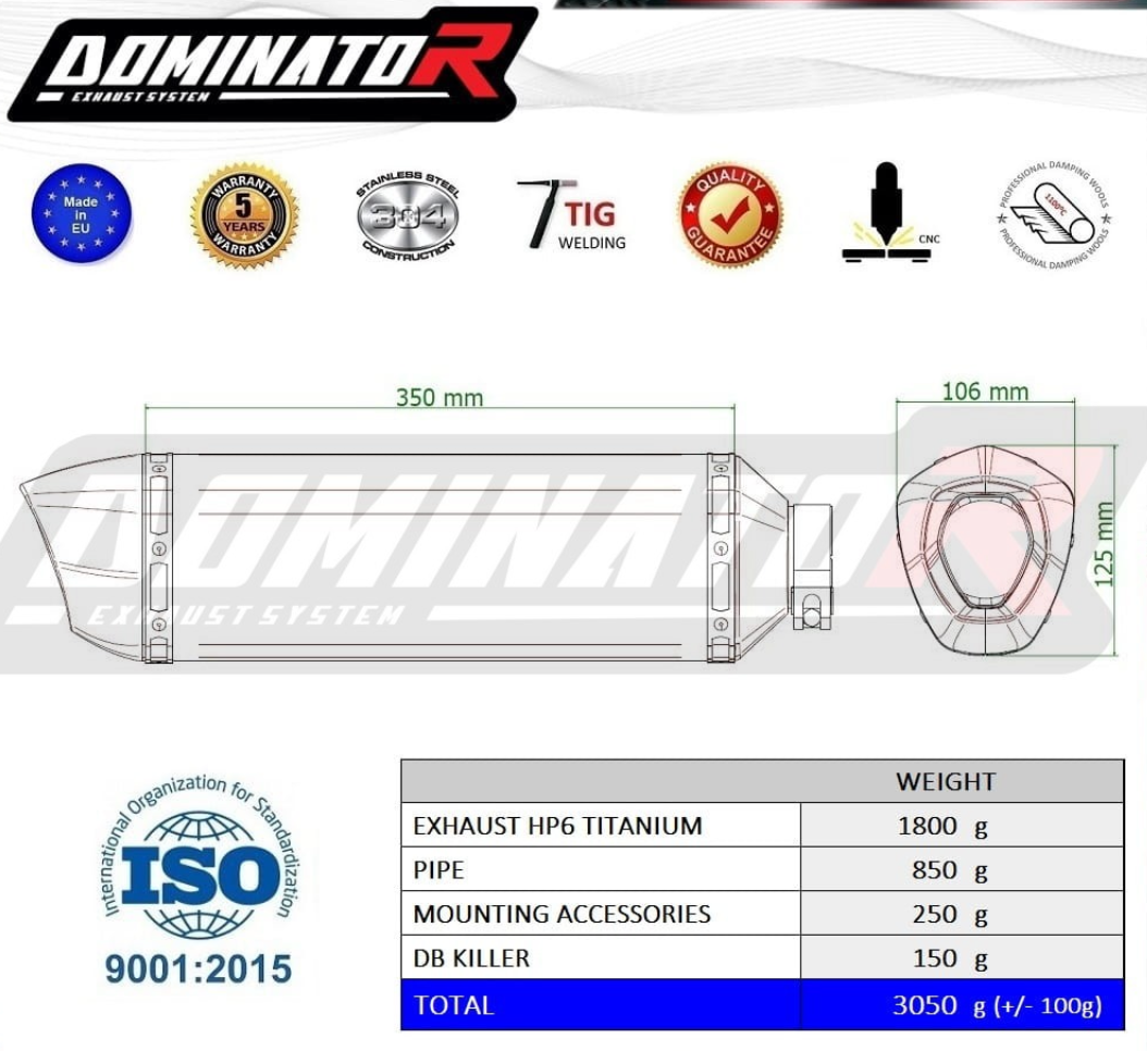 Dominator Exhaust Silencer Kawasaki ZX10R / RR 2021-2024