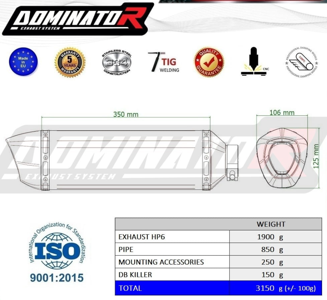 Dominator Exhaust Silencer Kawasaki ZX10R / RR 2021-2024