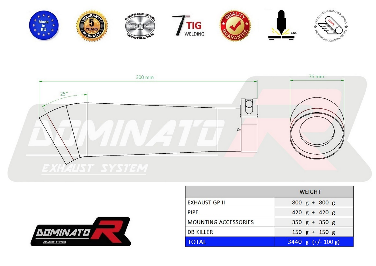 Dominator Exhaust Silencer Kawasaki GPZ 500 1987 - 2003