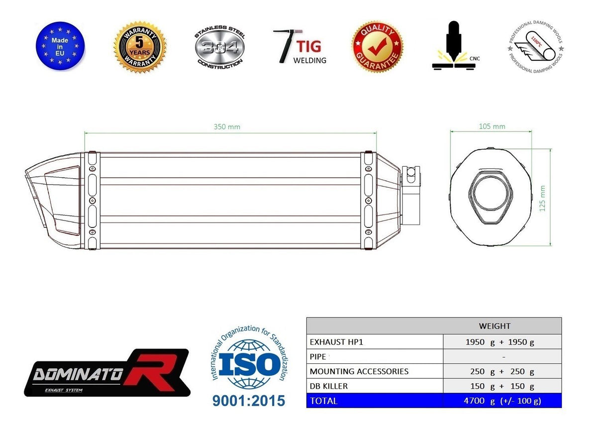 Dominator Exhaust Silencer KTM 950 SM Supermoto R SMR 2006 - 2008