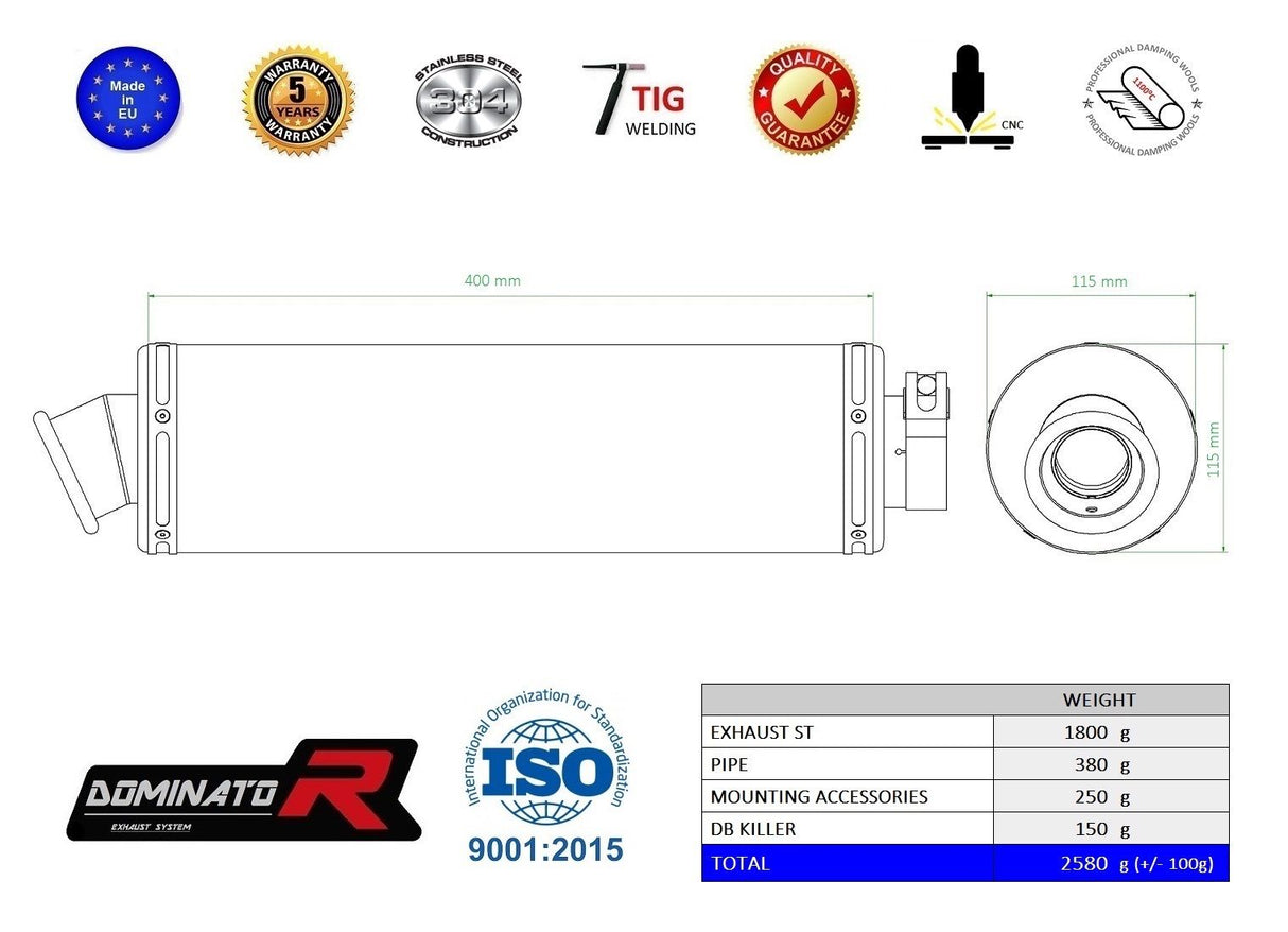 Dominator EU Homologated Exhaust Silencer R1200RT 2004-2009