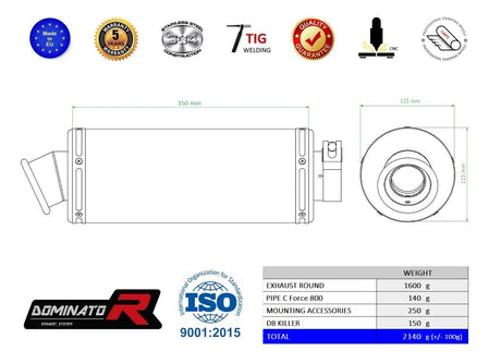 Dominator Exhaust Silencer C FORCE 800 2012-2016