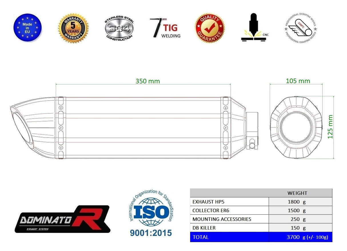 Dominator FULL Exhaust System ER-6 2012-2016