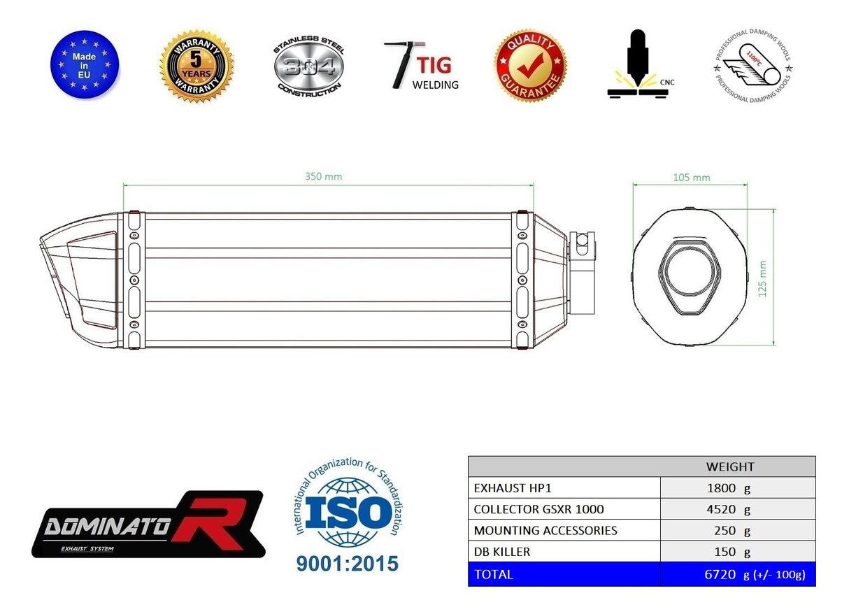 Dominator FULL Exhaust System GSX-R 1000 2017-2022