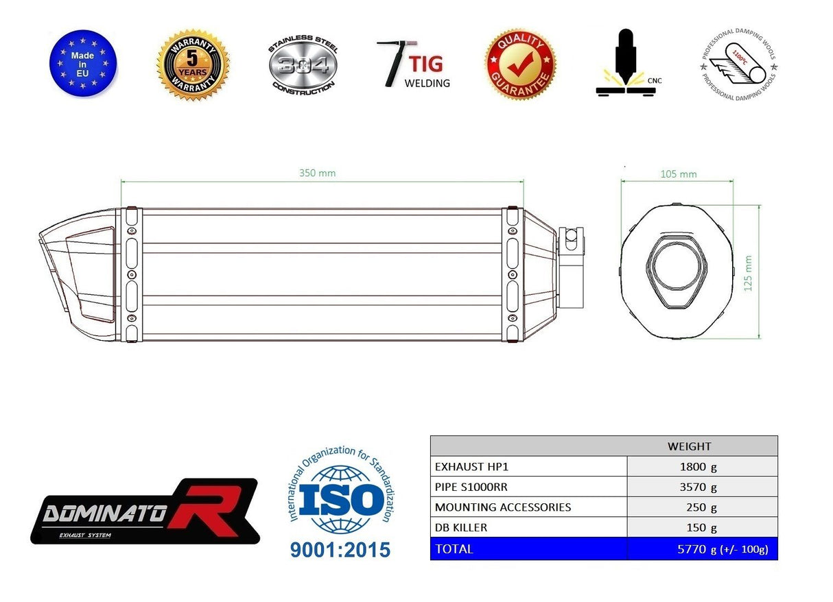 Dominator FULL Exhaust System S1000RR 2015-2018