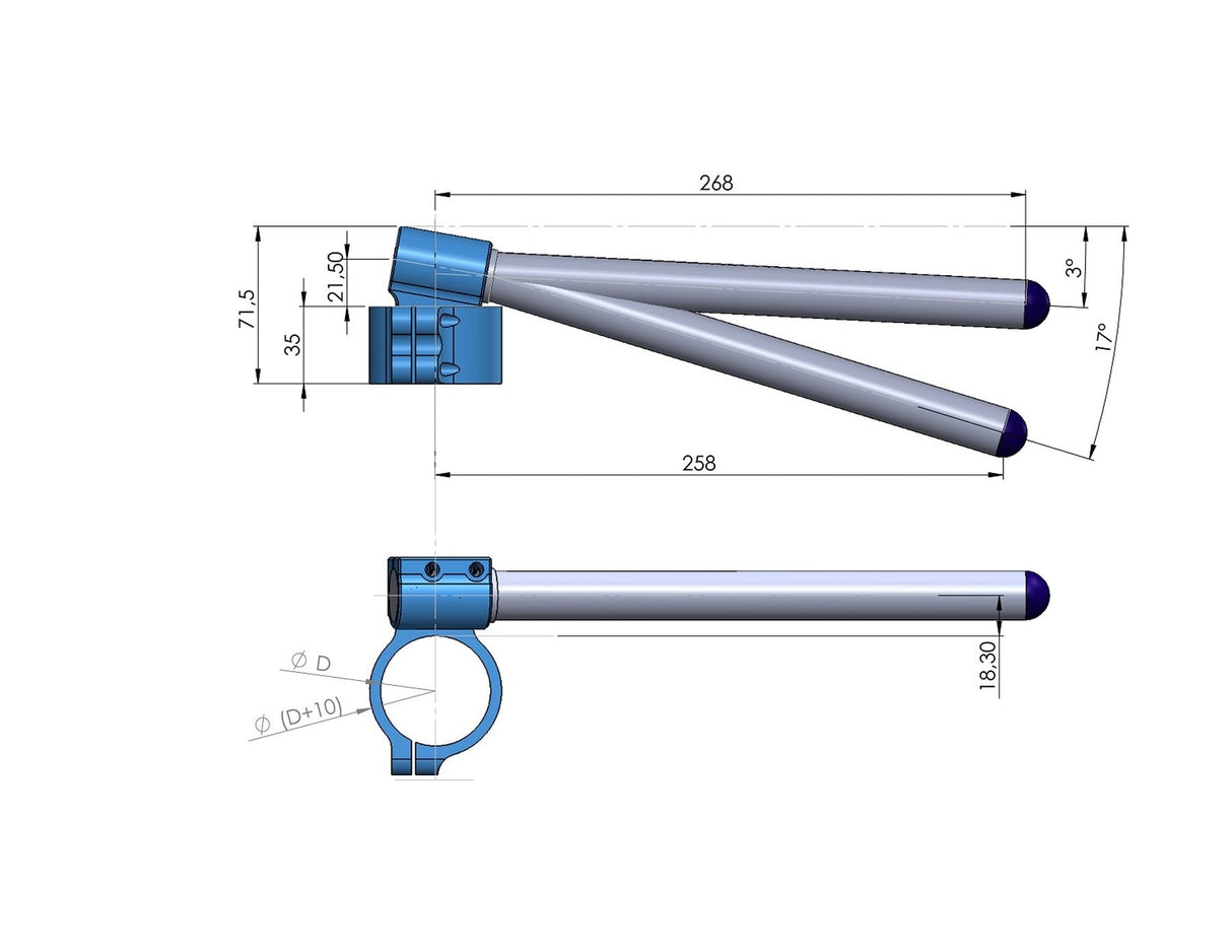 Clip-on handlebars Ø 50 mm