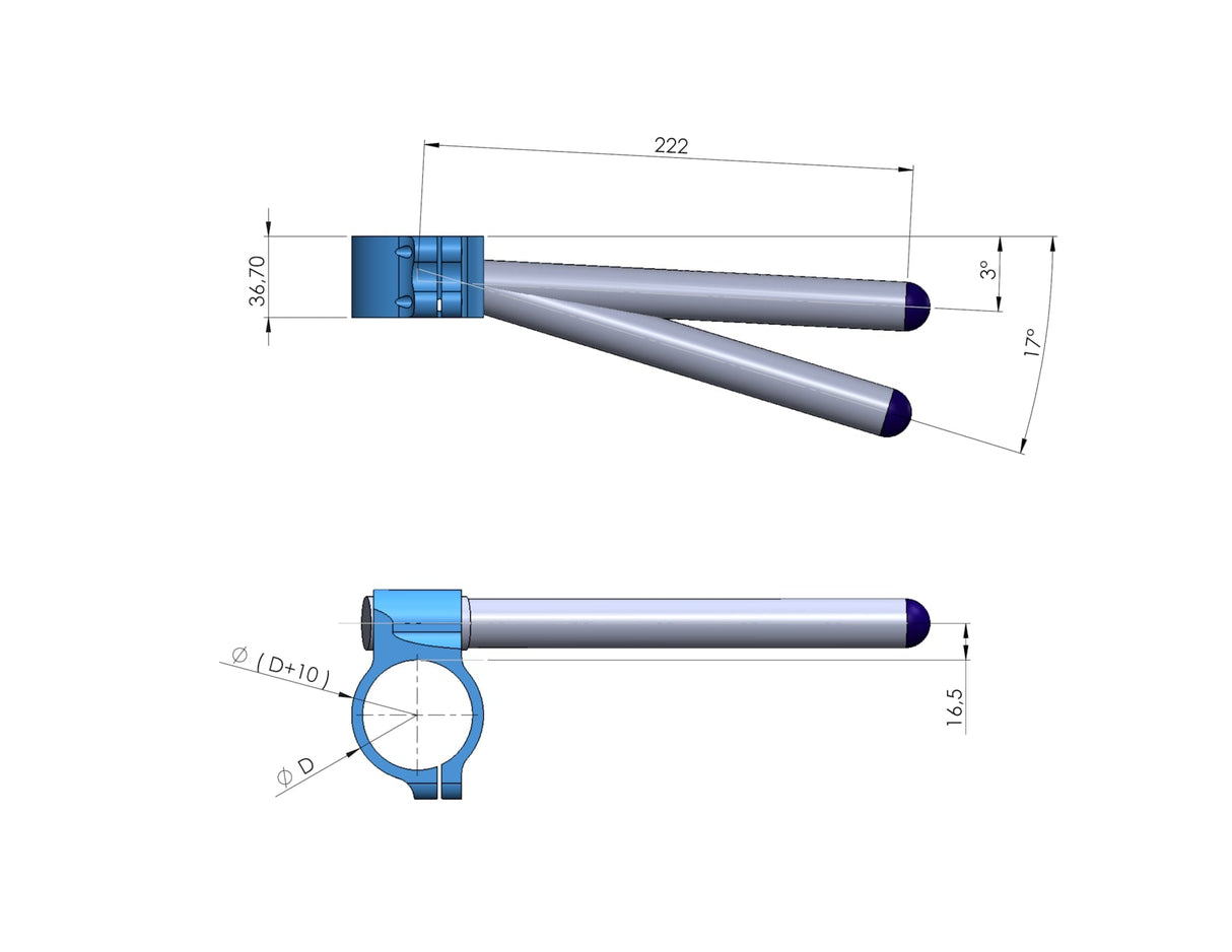 Clip-on handlebars Ø 50 mm