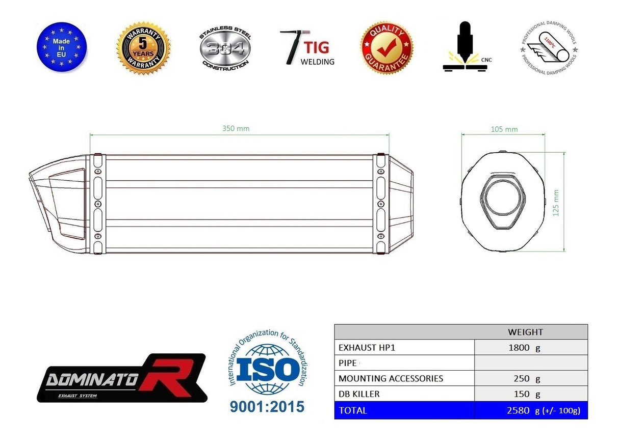 Dominator Exhaust Silencer YZF1000R Thunderace